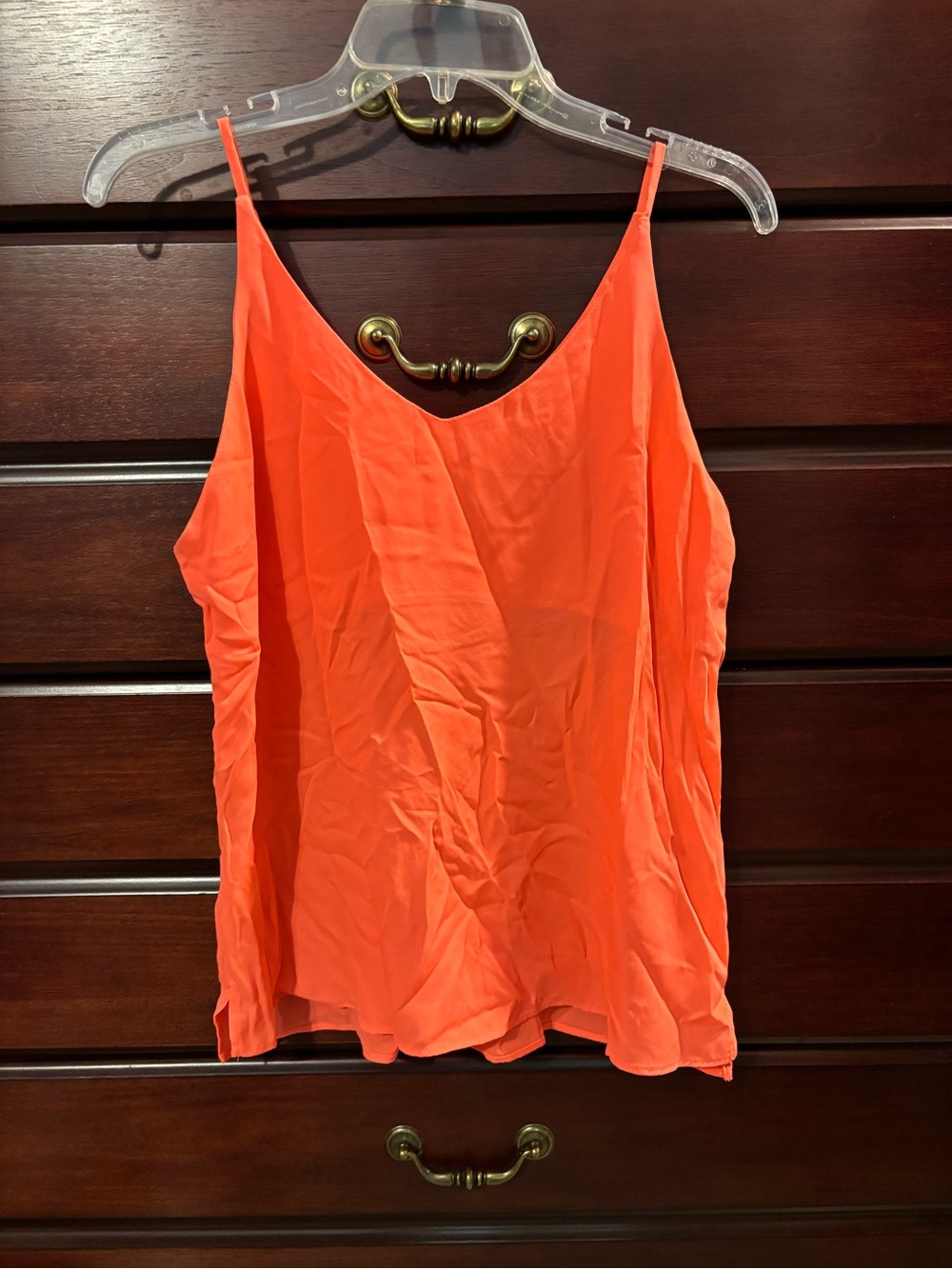 Active USA Bright Orange V-Neck Spaghetti Strap Camisole